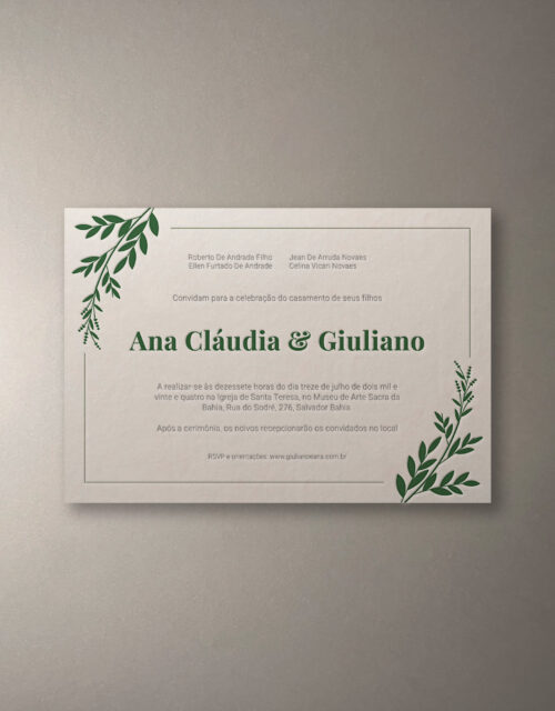Convite de casamento Ana Cláudia