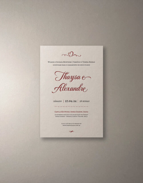 Convite de casamento Thaysa